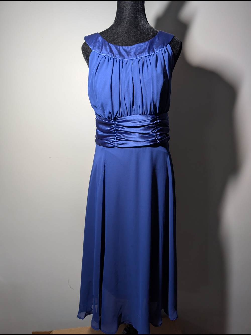 Dressbarn Collection Royal Blue Sleeveless Pleated Waist Dress